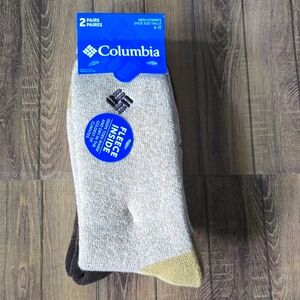 New Columbia Socks Men’s 2 Pair Khaki & Brown Fleece Socks Activewear Casual